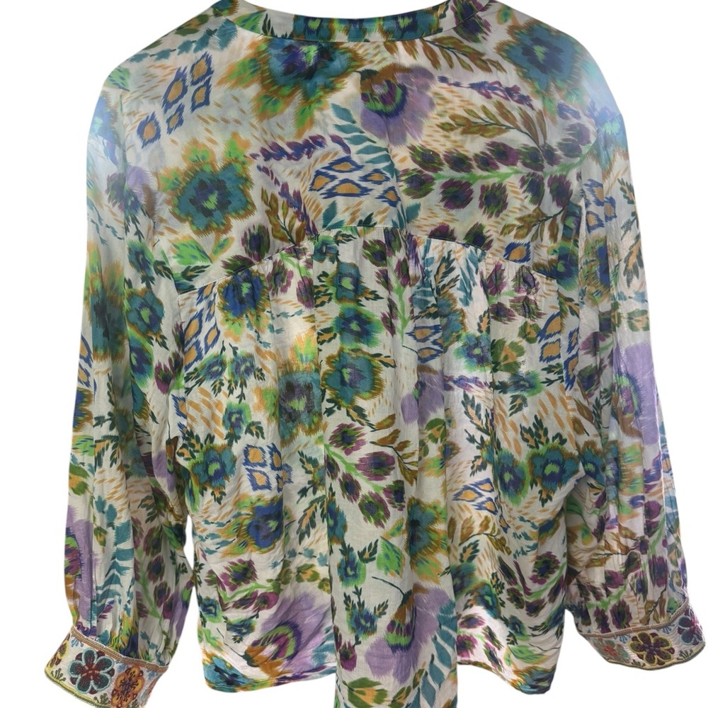 Johnny Was Workshop Vibrant Floral Blouse - Picture 5 of 6